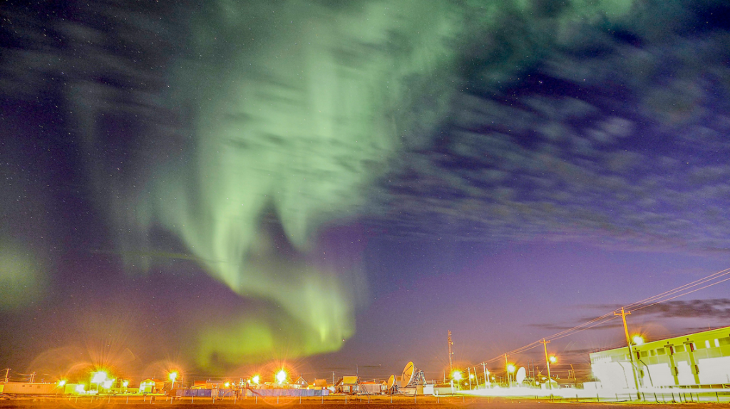Arviat at night. https://www.flickr.com/photos/canadianson/9485234140/player/